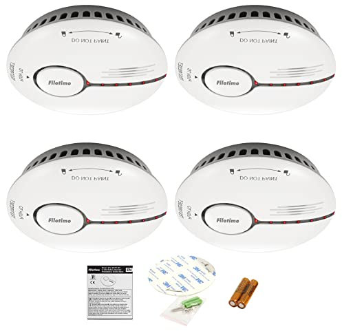 Smoke Alarm, Fire Alarm Smoke Detector with LED Indicator&Test/Silence Button,Replaceable Battery,Conforms to EN14604 Standard,Sound and Flash Alarm 85dB/3m for Home (Standalone 4 Pack)