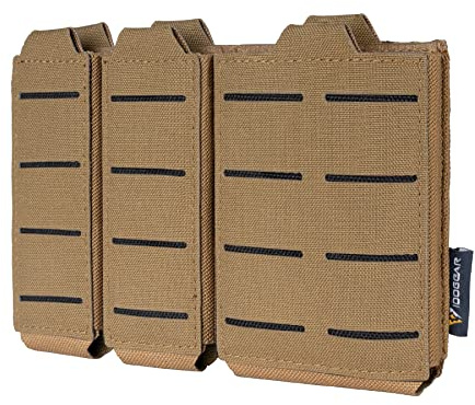 IDOGEAR Taktisk 5,56 mm magasinväska för gevär och dubbel 9 mm pistolmagasinväska Öppen topp med snabbkoppling MOLLE-kompatibel (Coyote Brown)