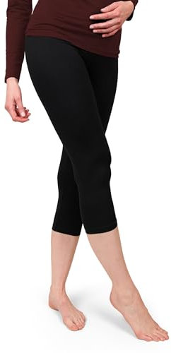 Basic Treasure 1 Paar Capri Leggings Damen 3/4 M, High Waist Fitnesshose Gym 3/4, 95% Baumwolle, Kurze Leggings, Blickdichte Yogahose ¾, Schwarz