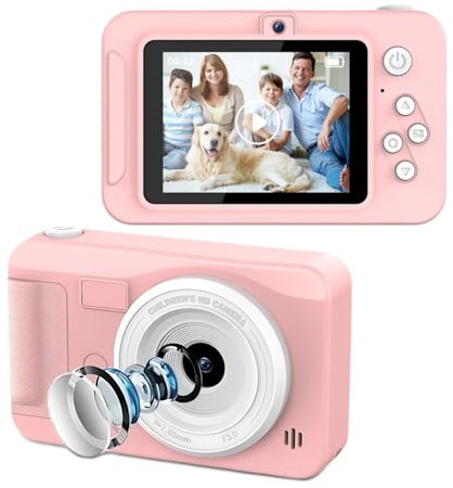 Videocamera 4K da 40 MP, Fotocamera Digitale con Messa a Fuoco Automatica AF Zoom 8x, Selfie Cam per Principianti con Scheda da 32 GB (Roseo)