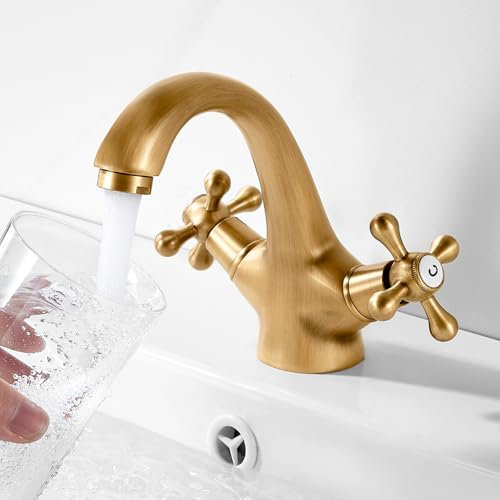 Grifo monomando para lavabo, grifo para lavabo de baño con cruceta de latón