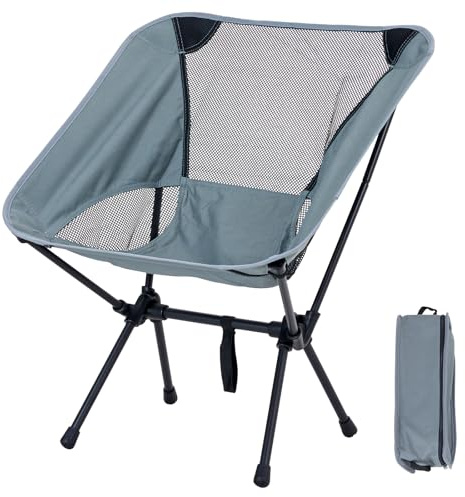 Warmiehomy Portable Camping Folding Chair Lightweight Outdoor Chair for Camp,Travel, Beach, Picnic, Festival, Hiking, Backpacking,53x57x64cm,Grey