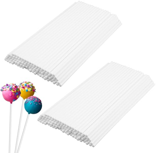 200 Piezas Palitos para Cake Pops, 15 cm Palitos de Papel para Piruletas, Lollipop Sticks Blanco, Palitos de Piruleta, Palos para Cake Pops para Hacer Piruletas, Dulces Arcoiris, Pasteles, Chocolates