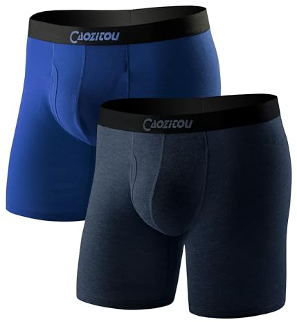 CAOZITOU Merino Wool Mens Boxers 2 Pack, Breathable Wool Boxer Shorts for Men, Moisture Wicking Underwear Briefs Wooly Trunks with Fly (Multicolor01, L)