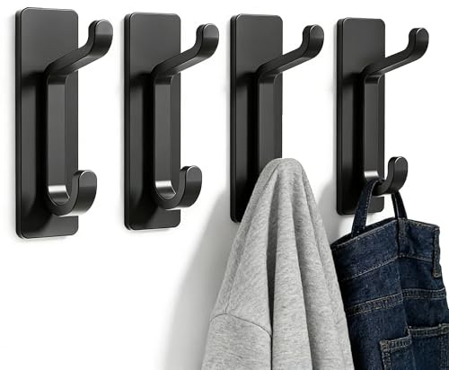Xahpower 4 Pezzi Ganci Adesivi da Parete, Appendi Accappatoio Bagno, Capacità di Peso 6 kg, Ganci Adesivi Muro per Cucina, Soggiorno, Bagno, Porte