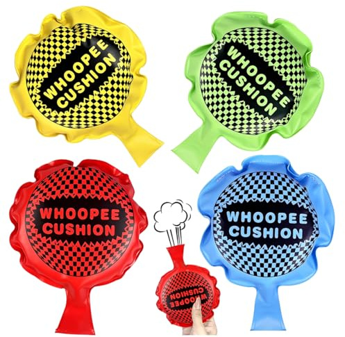 DOVBAN 4 Piezas Cojín Pedorro, Pedos Falsos, Juguete que hace Ruido para niños, Autoinflable, para Bromas, Apto para Adultos y niños, 9 cm