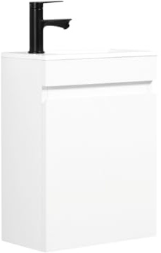 Kometmöbel Armario de tocador para baño con lavabo, armario para colgar en la pared (blanco, 40 cm, sin grifo)