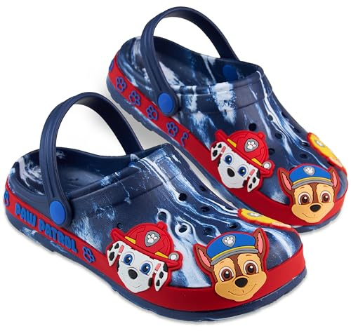Get Trend Paw Patrol Boys Clogs UK Size 5-12, Kids Adjustable Slip-on Indoor Outdoor House Garden Shoes, Beach Pool Essential (5/6 UK, Navy/Red Paw Patrol)