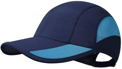 GADIEMKENSD Cappello da corsa ad asciugatura rapida per uomo, berretto da baseball senza struttura per donna, cappello estivo UPF50+, casquette sportivo con rete traspirante per tennis, calcio, Marina