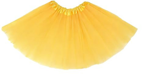 ASREJUR Yellow Tutu for Dancing Performance, Yellow Skirt with 3 Layered Tulle, Pretty Puffy Skirt for Girls with 45cm to 90cm Waist Circumference on Birthday, Festival and Fancy Dress Party