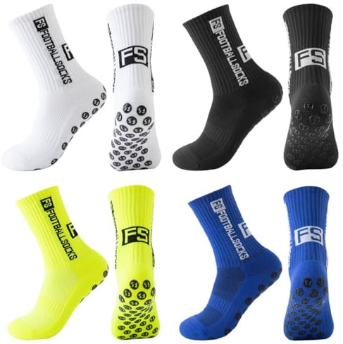 JIRVEX 4 pares de calcetines antideslizantes niño niña 35-39 – Calcetines antideslizantes para deportes – Calcetines para fútbol, baloncesto, running, rugby, tenis