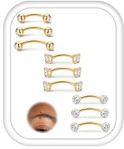 ORAZIO 9 Pieces Gold Rook Piercing Jewellery 16G Curved Barbell