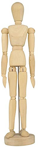Quickdraw 12 Inch Wooden Human Body Drawing Mannequin with Stand - Flexible Joints Artist Manikin Wood Model Articulated Unisex Art Figure for Sketching & Painting