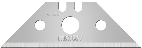 MARTOR 10 x Trapezoidblad, Reservblad Cutterkniv, Säkerhetskniv, 19 mm, Vass, I dispenser, 2-faldigt användbar, NR. 42063