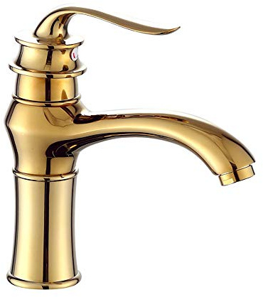 YAWEDA Koppar-bad tvätthandfat guld enkelt hål varmt och kallt vatten blandare badrum tvättställsblandare handfat kran tvättställ kran enhands enkelrum hotell WC kran med lufthandtag