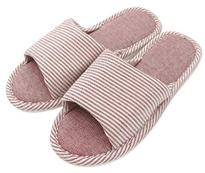 AioTio Pantoufle Confortable antidérapante en Lin et Coton décontracté pour Femmes et Hommes (Rouge, Adult, Women, Numeric_39, Numeric_Range, EU_Footwear_Size_System, Numeric_40, Medium)