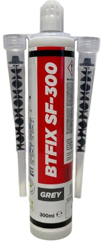 BTFIX SF-300 ml | 2K Injektionsmörtel | Verbundmörtel | Chemiedübel für Beton & Mauerwerk | inkl. 2x Statikmischer | Schwerlastbefestigung | styrolfrei | Montagemörtel Klebeanker (1x 300ml)