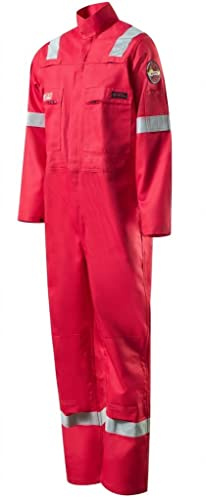 Roots Original Welders Overalls, Flame Resistant Flambuster Classic Mens Boilersuit Overalls - Red, 42''