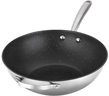 Prestige Scratch Guard Large Non Stick Wok 29cm - Stainless Steel Wok, Scratch Resistant, Suitable for All Hobs, Oven & Dishwasher Safe Durable Cookware