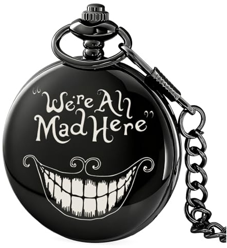 Alwesam Alice Pocket Watch Lovely Pattern Quartz Pocket Watch with 37CM Chain Cosplay Best Gifts