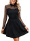 Svanco Womens Dress Lace Elegant Long Sleeves Black Dress for Party Evening Cocktail Dress Bridesmaid Dress High Waist Hollow Out Casual Dress Vintage Work Dress for Mini Ball Gown