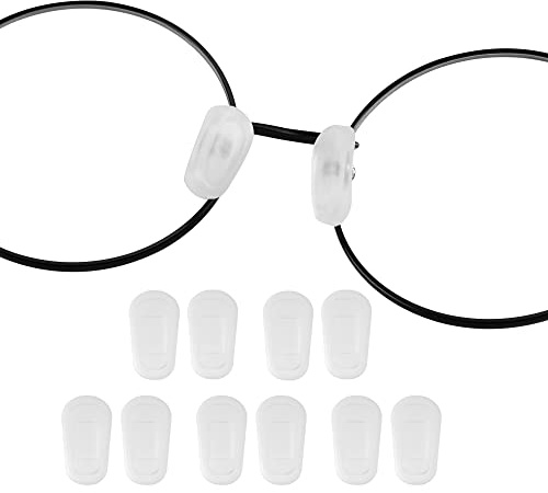 Lvvfit Eyeglass Nose Pads Covers, Slip-on Silicone Eyeglasses Nose Pads, Soft Nose Piece Pads for Glasses Repair Kit, Anti-Slip Eyewear Protective Covers for Nose Bridge Pads(White,5 Pairs M Size)