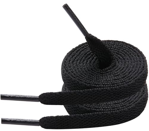 7STROBBS 2 Paires Lacets Noir pour Baskets Lacets Chaussures Lacet Plat 110CM