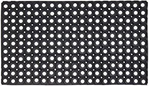 4All Rubber Door Mat with Drainage Holes Wrought Iron Effect Washable Grill Doormat Comfort Floor Mat for Office Home or Caravan Entrance Backdoor Garden Dirt Scrapping (100x50cm Pack of 1)