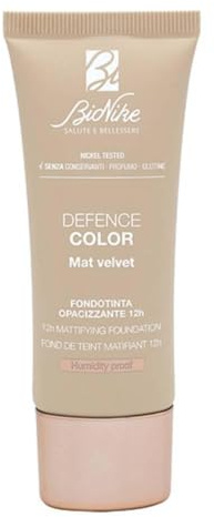 Bionike Defence Color Matte Velvet Mattierende Foundation 12h SPF 15 für Misch- und fettige Haut, Minimiert Poren und Unvollkommenheiten, Matt-Effekt auch bei hoher Luftfeuchtigkeit, 30 ml