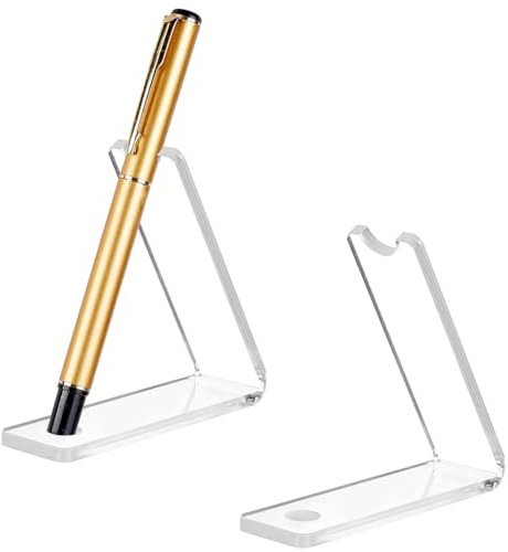 PH PandaHall 4pcs Porte-stylo en acrylique, Présentoir à stylos à dos incliné transparent à 1 fente Porte-pinceau de maquillage transparent Porte-crayons Support de séchage de pinceaux pour la maison