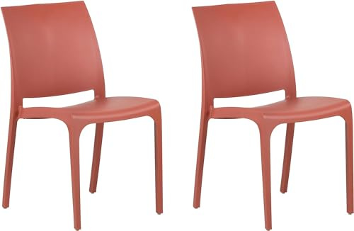 GLOUPIE Sedia Volga In Polipropilene, Impilabile, Dimensioni 54 x 46 x 81 Cm, Per Interno Ed Esterno, Made In Italy (2, Rosso)
