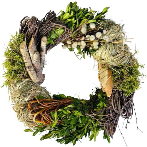 13121 natürlicher frisch gebundener Weidenkranz Frühlingskranz ø 30 cm Birkenkranz Buchsbaumkranz Osterdeko Tischkranz Türkranz Osterkranz Dekokranz frühlings Dekoration (1 Kranz)
