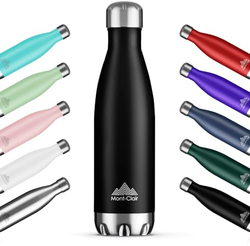 Mont-Clair H2O Trinkflasche Edelstahl - Thermosflasche - BPA-freie - Water Bottle, Edelstahl trinkflasche 1L - 24h Kalt & 12h Warm - Trinkflasche Auslaufsicher - Schwarz