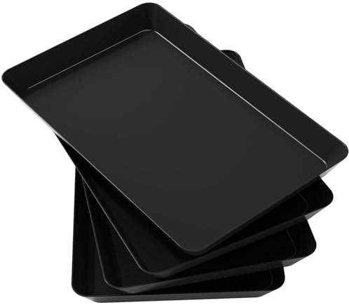 Lifewit Vassoio da Portata, Vassoio Plastica Rettangolo peccato BPA, 36.7×24cm per Buffet Dolci, Portafrutta da Tavolo, Cucina Decorativo, Vassoi e Piatti per Snack, Cibo, Biscotti, Lotto di 4, Nero