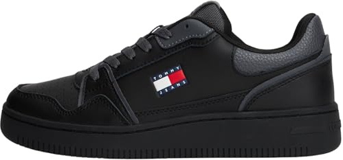 Tommy Jeans Donna Sneakers con Suola Preformata Retro Basket Profilo Basso, Nero (Black), 41