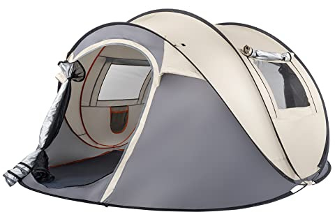 Pinikuyiro 4 Person Easy Pop Up Tent Waterproof Automatic Setup 2 Doors-Instant Family Tents for Camping Hiking & Traveling