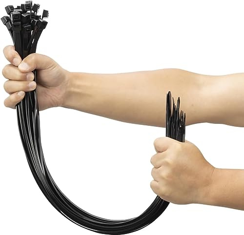 XINGO 24 Inch Black Large Zip Ties Heavy Duty 500 Pack, 200 LBS Ultra Strong Plastic Wire Ties, Large Cable Ties Extra Long Tie Wraps, Indoor and Outdoor UV Resistant