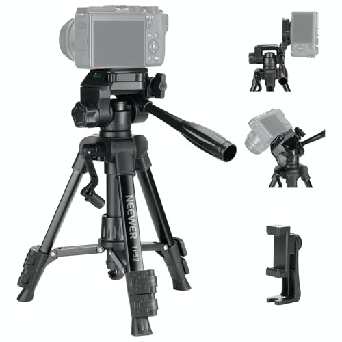 NEEWER Entry Level Version Mini Trépied de Bureau de Caméra, DSLR Compact Portable, Support de Webcam, Tête Panoramique et Inclinable à 3 Voies, Compatible avec iPhone pour Enregistrement Vidéo, TP52