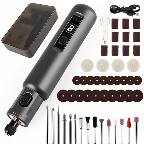 Cordless Engraving Pen,51 in 1 Tool Kit,6-Speed Adjustable,Mini Rotary Tool and Cordless Engraver for Craft Multi-Function Glass Etching KitEngraving Pen for Metal, Wood, Glass and Plastic