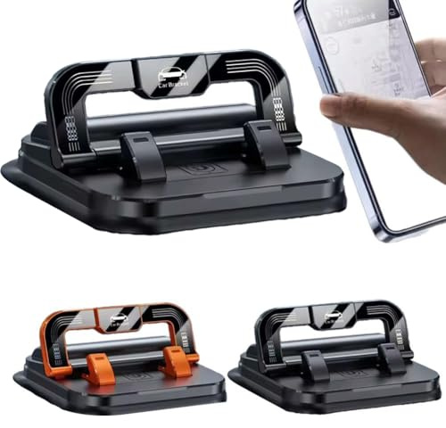 Car Phone Mount - 2-in-1 Foldable Parking Number Plate with Non-Slip Suction,360 Degree Rotation Dashboard Stand & Number Plate Cellphone Mount for Trucks, Vehicles,Automotive,Easy Installation (1)