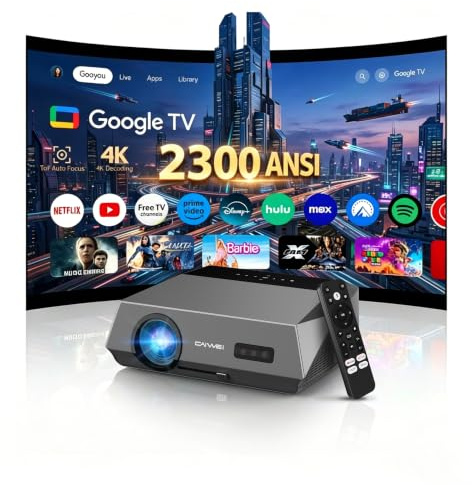 4K Ultra HD Google TV Projector 2300 ANSI for Bright Room & Outdoor Night