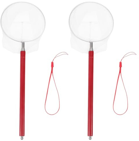 Kisangel 2 st akvarienät: Räknät med utdragbart handtag i rostfritt stål - liten nätkorg för att fånga räkor, akvarier, rengöring av tankar, dammar