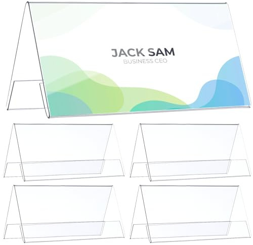 UKCOCO 6 Pièces Présentoir D'étiquettes Acrylique – Support Moderne Transparent pour Invitations et Plaques Nominatives, pour Réunions et Événements