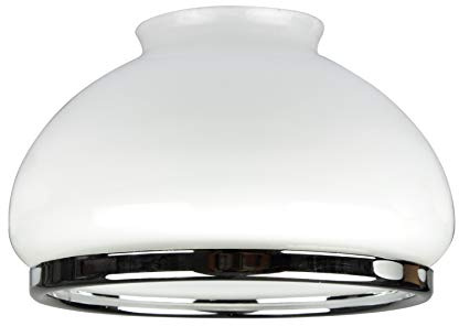 Westinghouse Lighting 8705340 Lampenschirm 6,4 cm aus Opalglas, Kuppelform mit Chromband, weiß, 16.4 x 16.4 x 11.8 cm