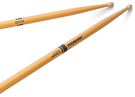ProMark Forward Rebound 5A ActiveGrip Drumsticks, R5AAGC, Tacky Active Grip Finish, Clear Drum Sticks, Acorn Tip, Hickory Wood - 1 Pair