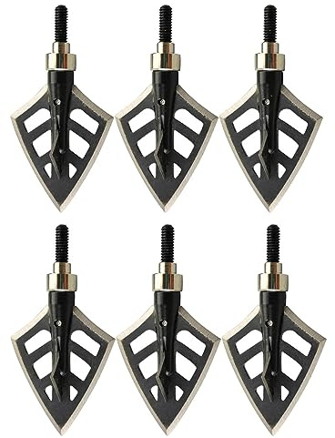 AMEYXGS 6pcs Tir à l'arc Pointes de Flèches 125 Grain Broadheads Flèche Pointes pour La Chasse (Noires)