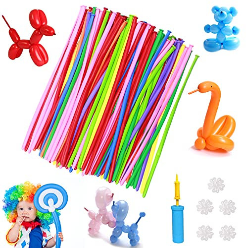 YUQIN Magische Luftballons, lange bunte Luftballons, Modellierballons mit Luftpumpe, für Geburtstagsfeiern, Hochzeiten, Jubiläen