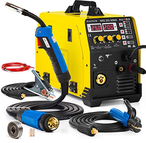 Spaw Macchina inverter MIG 3 in 1 Saldatrice inverter MIG TIG DC Lift Magnum MIG 201 MMA Saldatrice ad arco MMA Filo senza gas senza getto di gas 200 AMP 240V IGBT/Gas mig Saldatrice senza gas