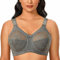 Ayigedu Ladies Plus Size Bra Minimiser Full Coverage Firm Hold Non Padded No Wired 42F Grey