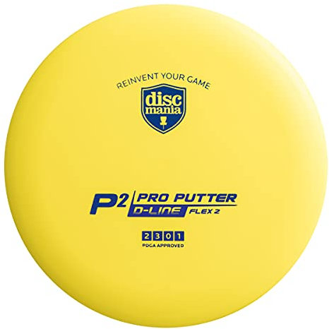 Discmania Flex 2 D-Line P2 Disc Putter de golf | Putt de golf stable et disque d'approche | Grippy, base en plastique | Putts et upshots morts | Prise en main idéale dans toutes les conditions 173-174